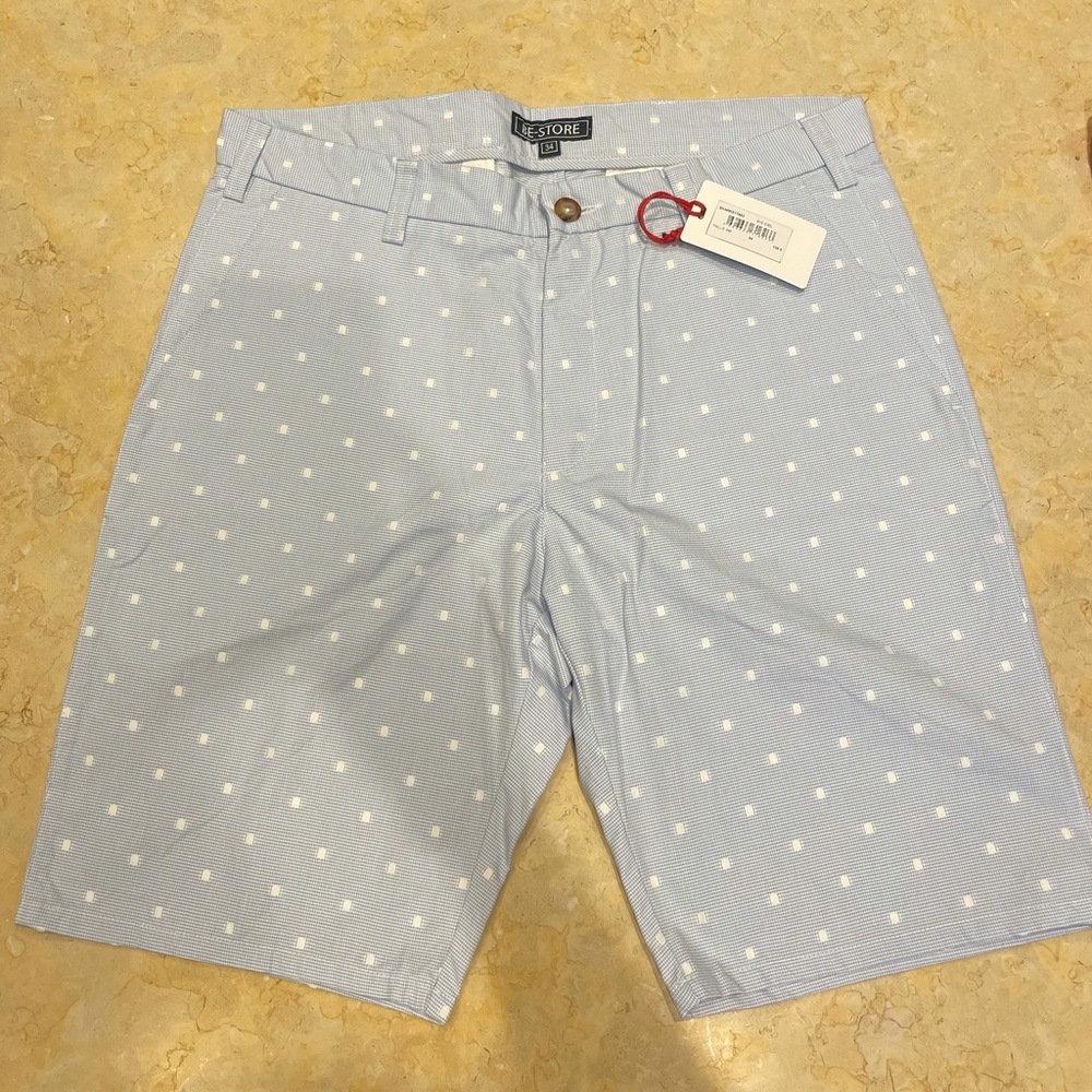 €135 NWT Be-Store Cotton Blue Dots Men’s Shorts 34